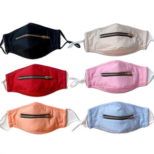 Reusable face mask with zipper