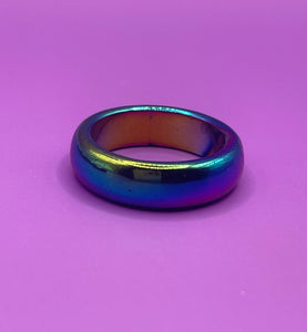 Rainbow hematite protection rings